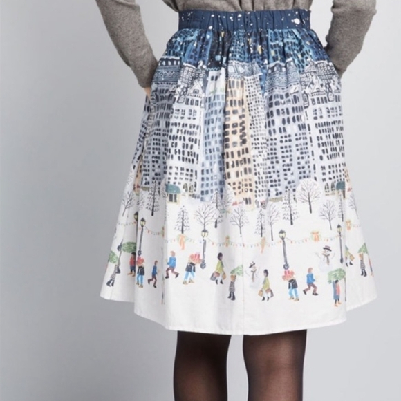 ModCloth Winter Wonderland Cotton Skirt Size L - Picture 3 of 11
